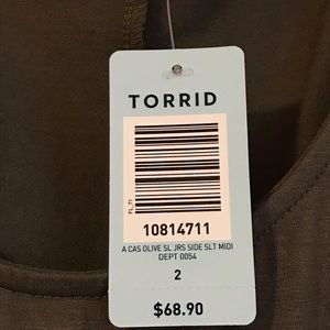 torrid Dresses - NWT Olive Green Torrid Midi Tank Dress w/side slit torrid Dresses - NWT Olive Green Torrid Midi Tank Dress w/side slit